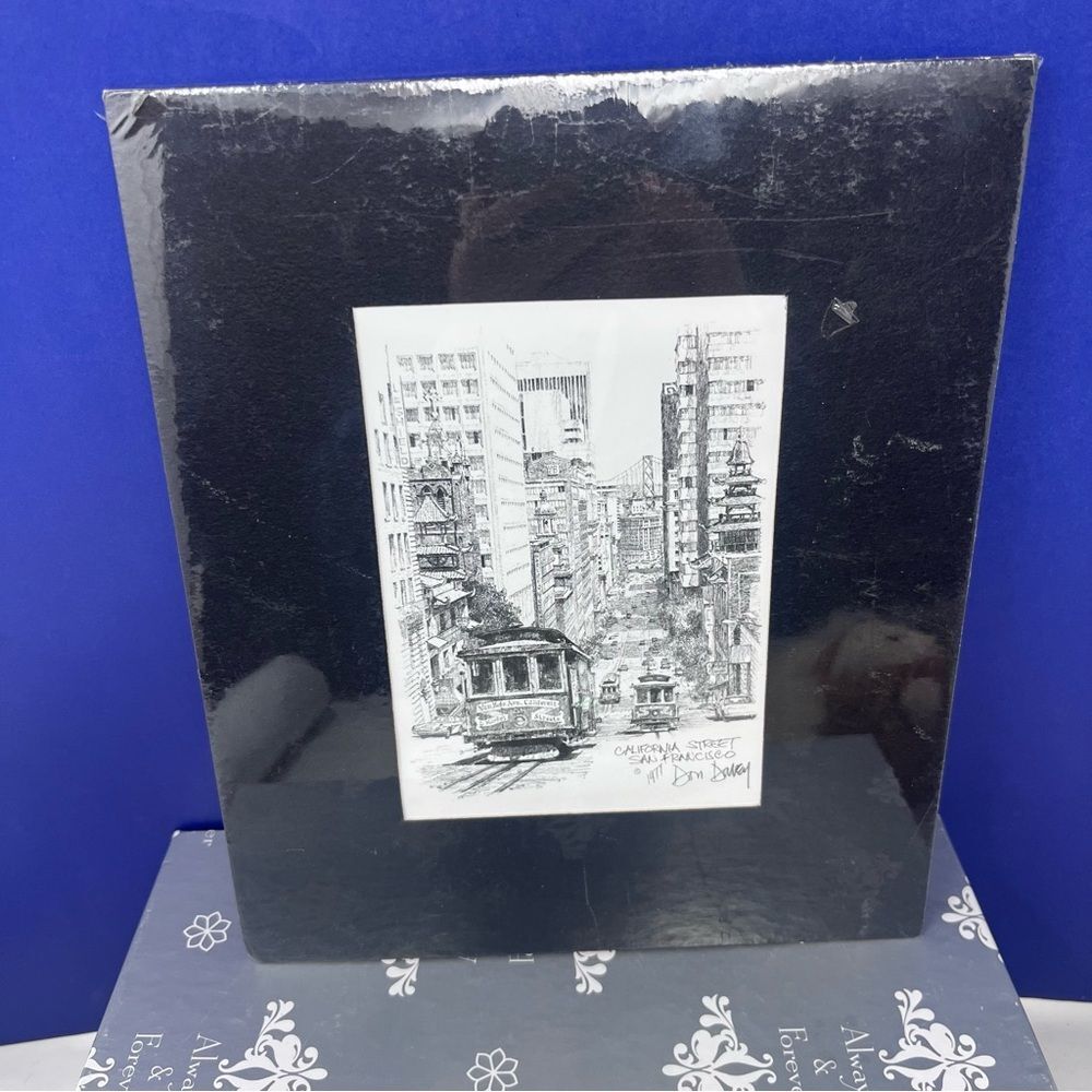 1977 Don Davey Signed Lithograph Print California Street San Francisco 4x6 NEW